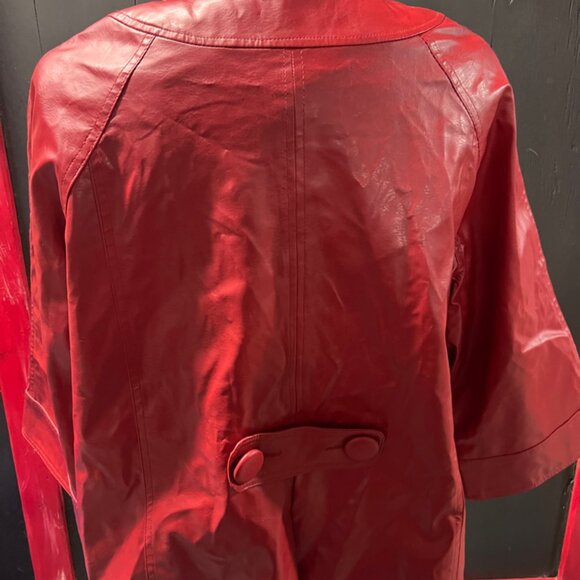 Mountain Lake Women 2XL Red‎ Maroon Faux Leather 3/4 Sleeve Big Button Up Jacket - Picture 3 of 6